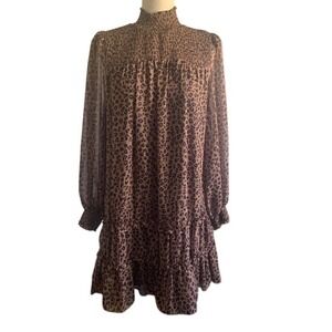 Victorian Animal Print Dress M Sheer Sleeve Whimsigoth Gothic Chic Ethereal